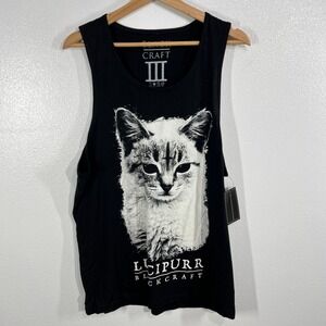 BlackCraft Lucipurr Cat Tank Top‎ Men's Large Goth Occult Graphic Sleeveless Alt